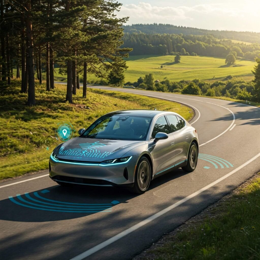AI Car on Scenic Road