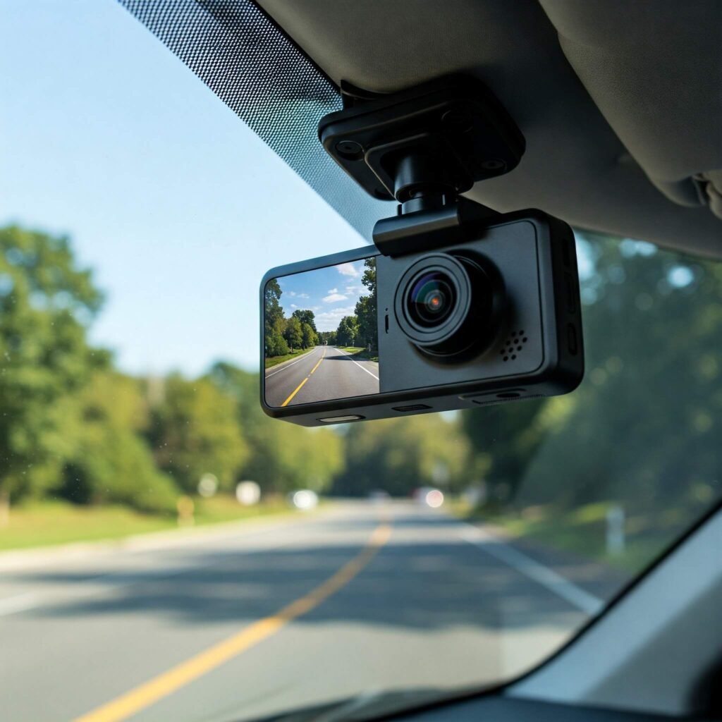 Sleek Dash Cam Recording Road