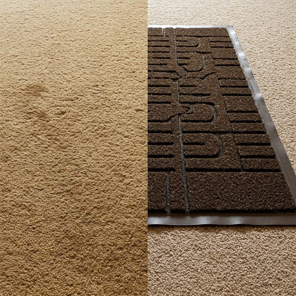 Stained Carpet vs Clean with Mat